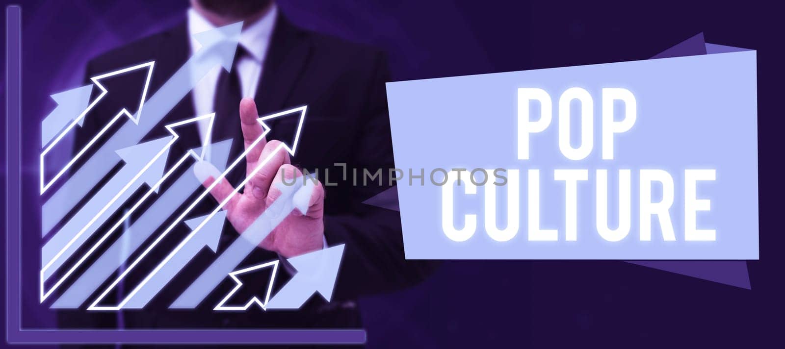 Handwriting text Pop Culture, Business overview describes the lifestyle and tastes of the majority of mostly younger people