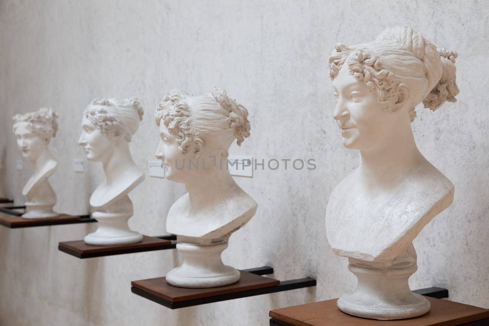 Possagno, Italy - August 2022: Antonio Canova collection. Classical sculptures in perspective, gallery of masterpieces