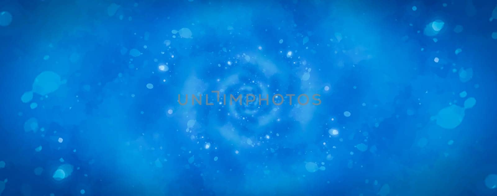 Starry blue background illustration with vortex design psychedelic shape.