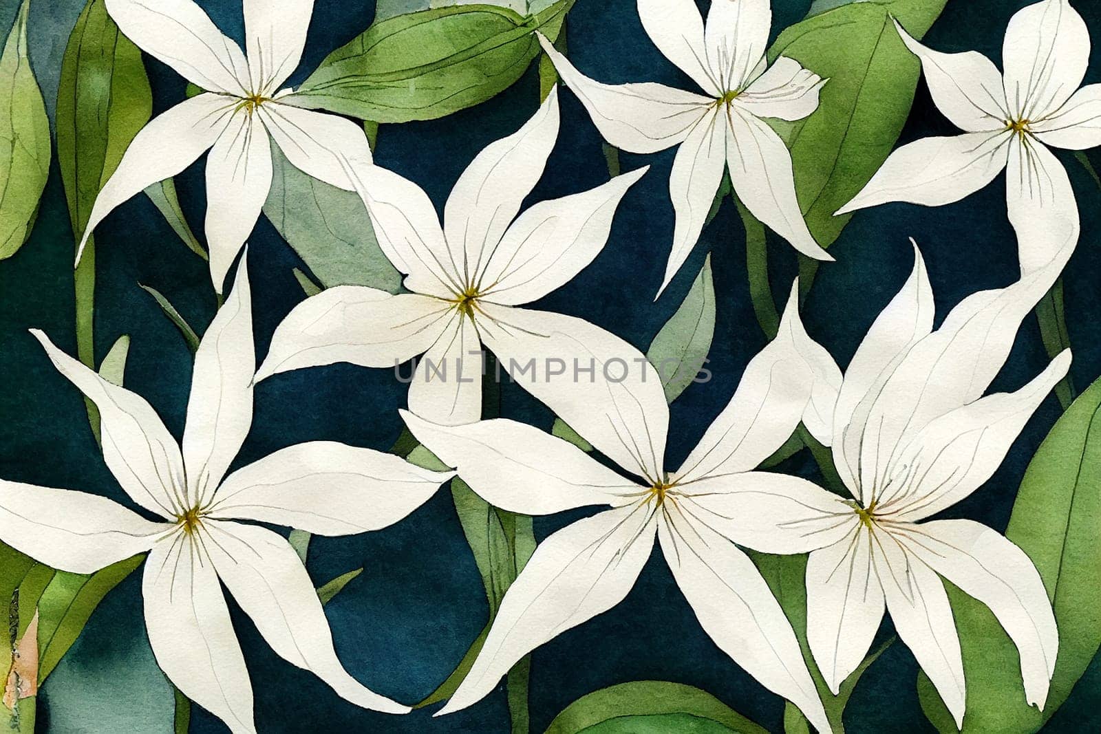 Jasminum officinale, common jasmine. Jasmine is a genus of shrubs and vines in the olive family (Oleaceae).