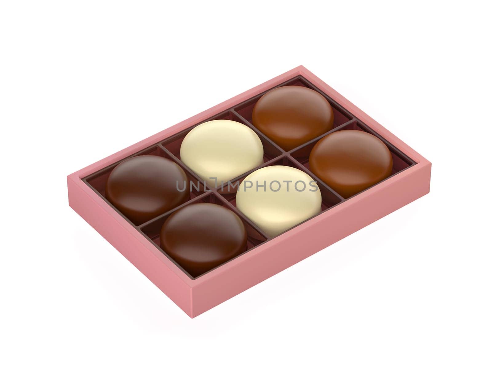 Pink box with different chocolate coated marshmallows