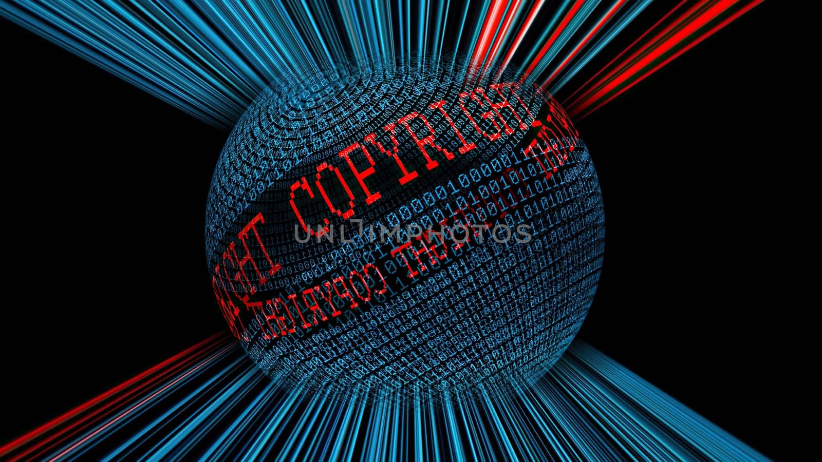 Copyright and binary data sphere concept,Copyright and binary data sphere concept