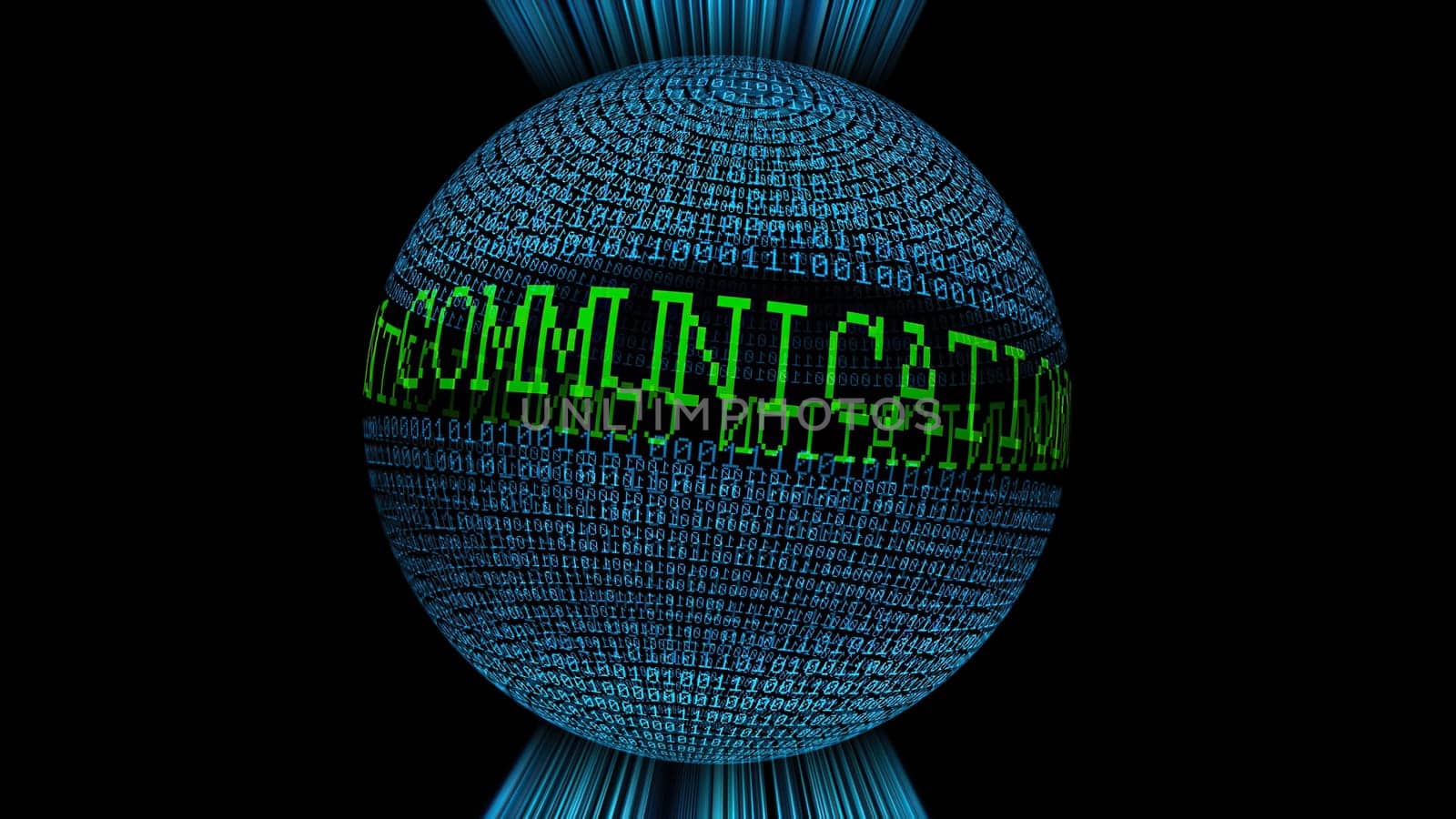 Communication and binary data sphere concept,Communication and binary data sphere concept