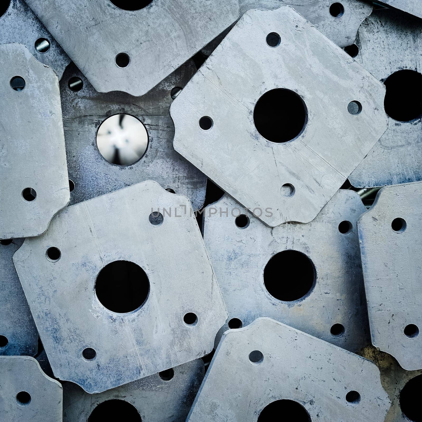 Abstract structure of aluminium supports on construction site