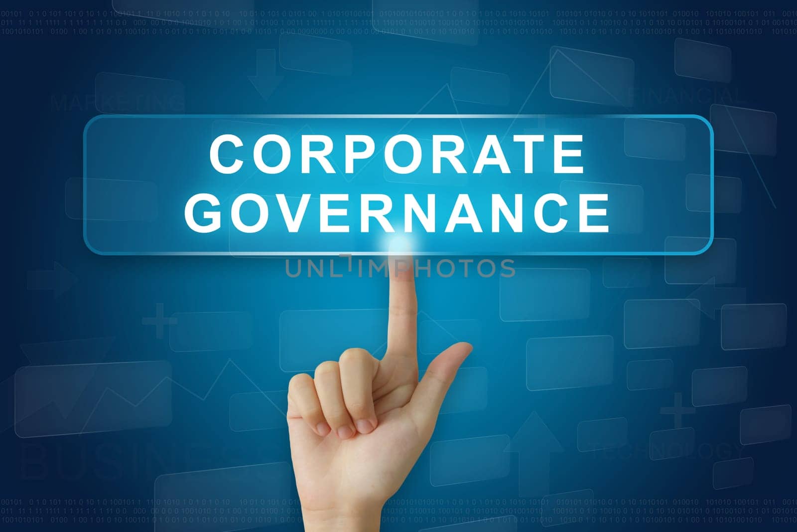 hand press on corporate governance or CG button on virtual screen