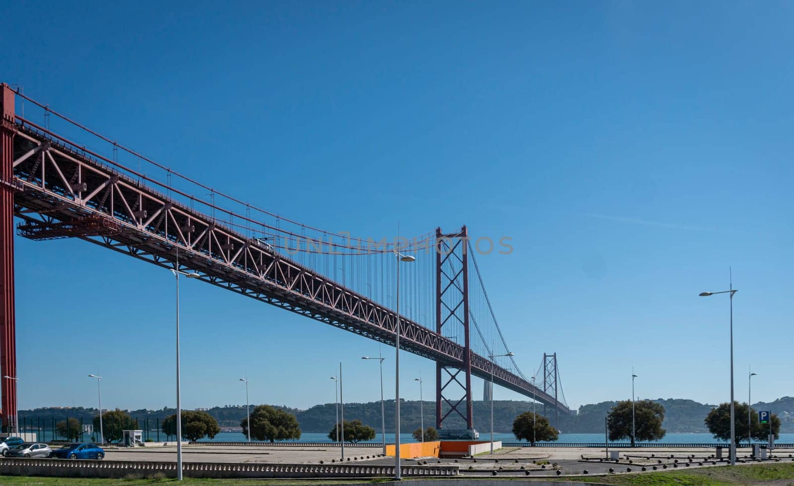 The 25th April bridge crossing the River Tagus in Lisbon, Portugal