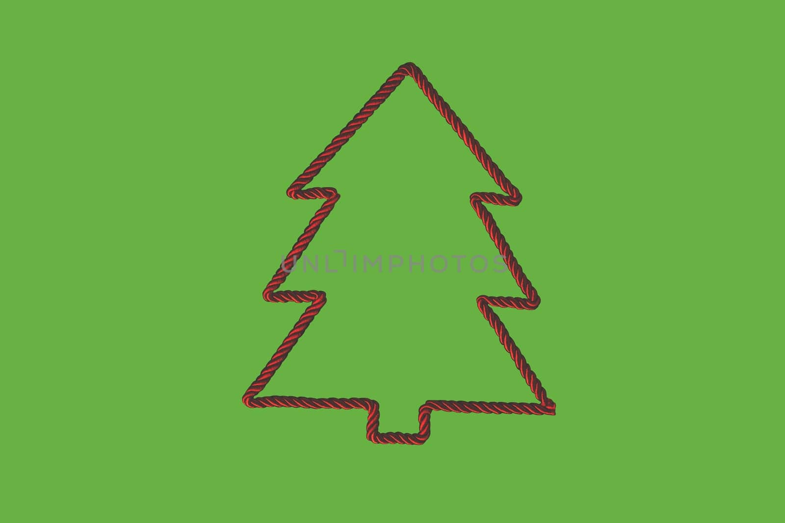 A red drawstring with the shape of a Christmas Tree