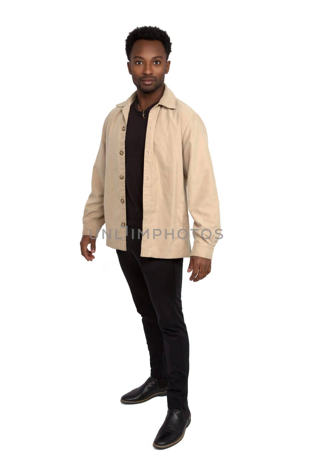 man standing full length on white background isolated studio shot vertical handsome professional corporate person