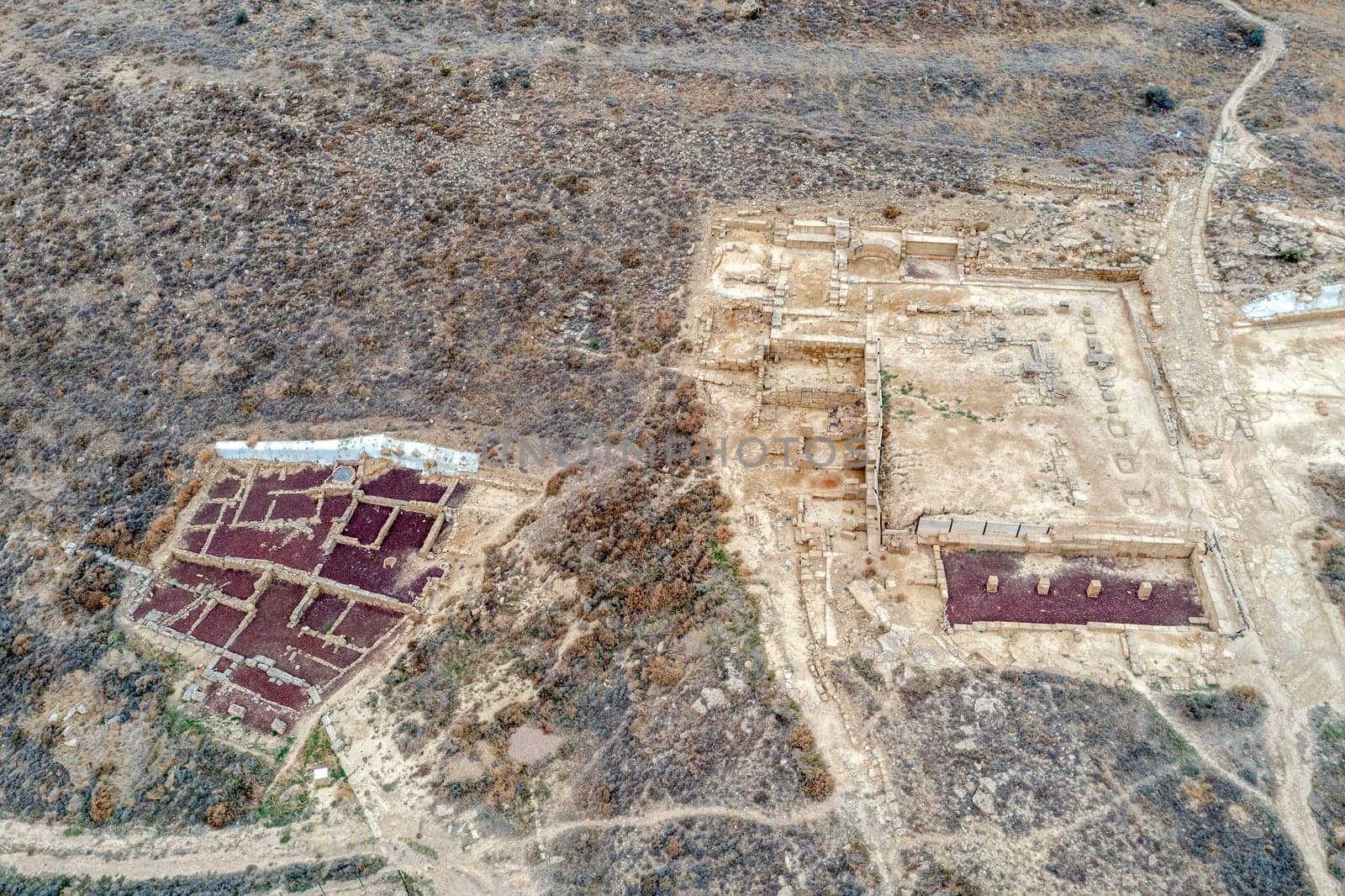 The Banales Iberian-Roman site corresponds to a city that has not been identified. It is located in the municipality of Uncastillo, Overhead view of Artisanal Domestic Area