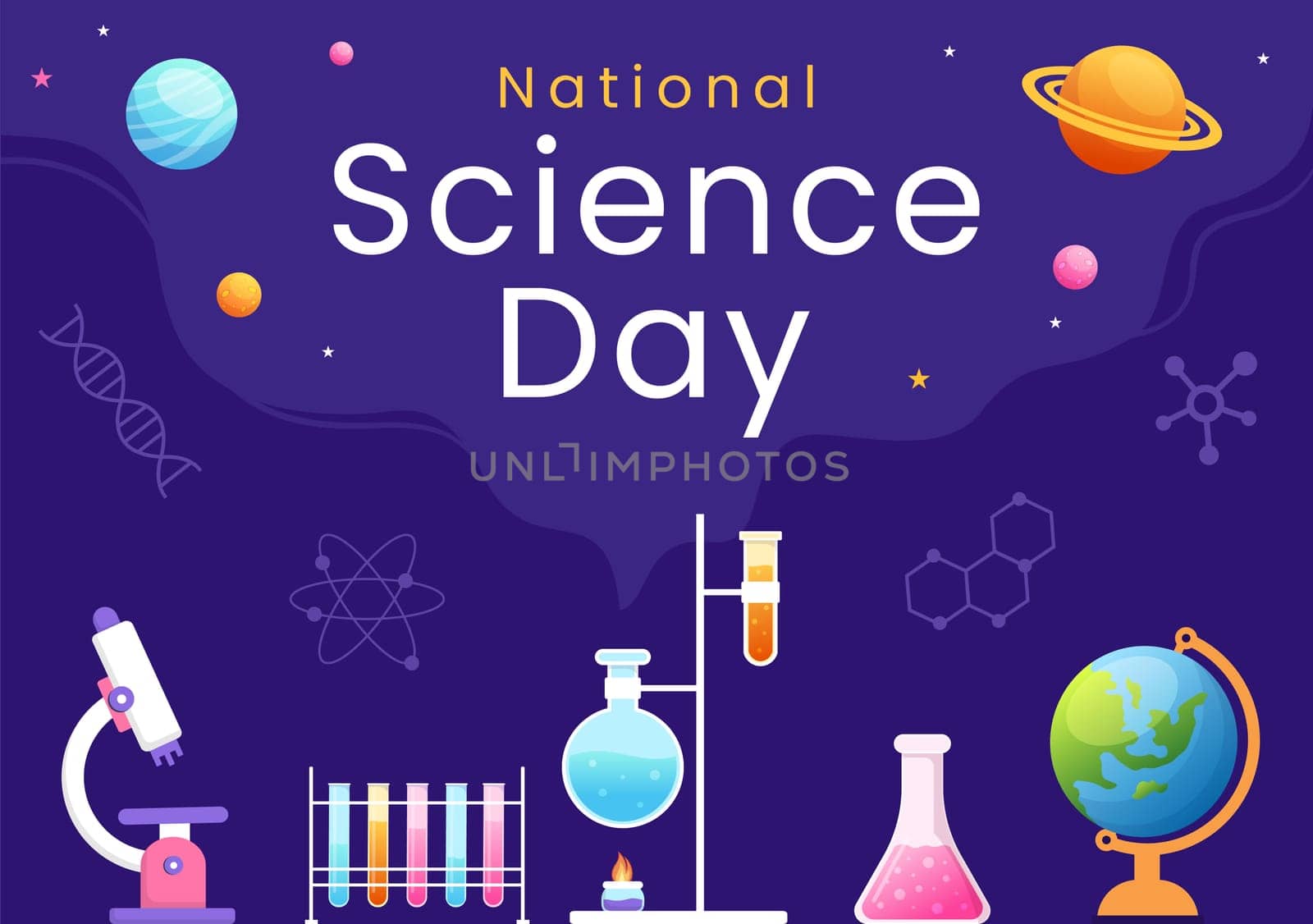 National Science Day February 28 Related to Chemical Liquid, Scientific, Medical and Research in Flat Cartoon Hand Drawn Templates Illustration