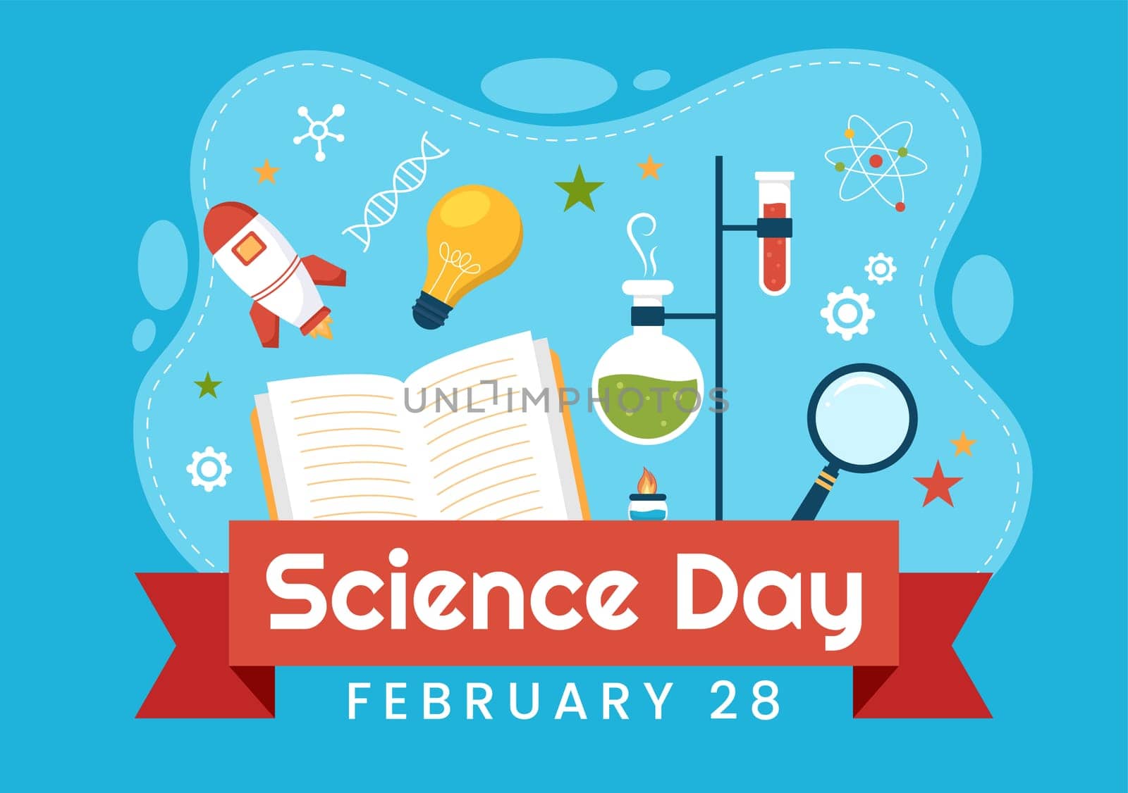 National Science Day February 28 Related to Chemical Liquid, Scientific, Medical and Research in Flat Cartoon Hand Drawn Templates Illustration