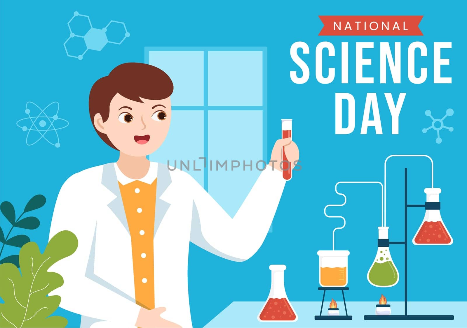National Science Day February 28 Related to Chemical Liquid, Scientific, Medical and Research in Flat Cartoon Hand Drawn Templates Illustration