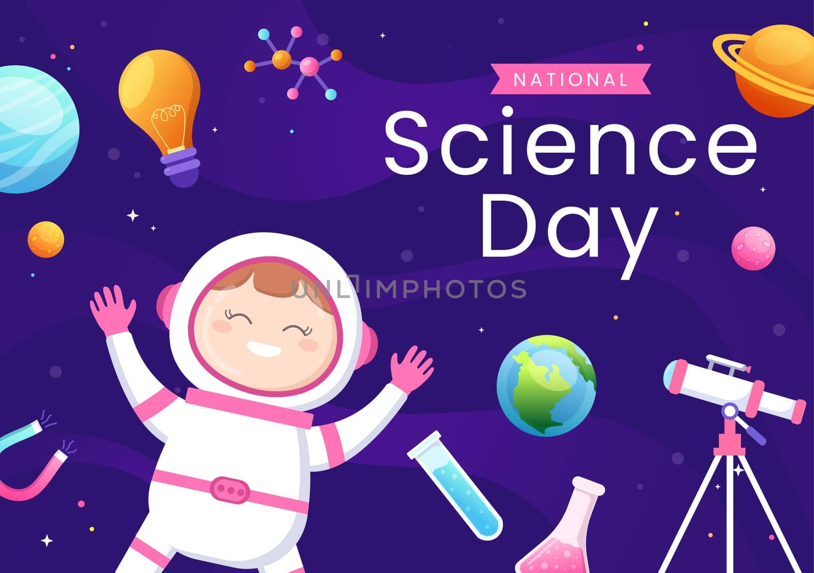 National Science Day February 28 Related to Chemical Liquid, Scientific and Research with Kids in Flat Cartoon Hand Drawn Templates Illustration