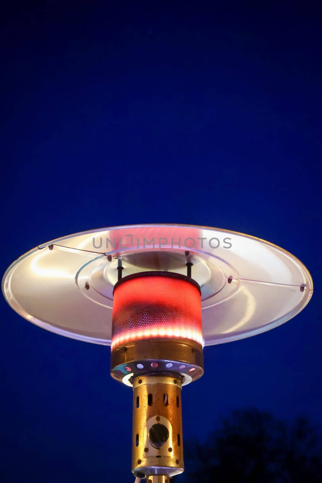 Flames on the radiant heater that runs on gas.