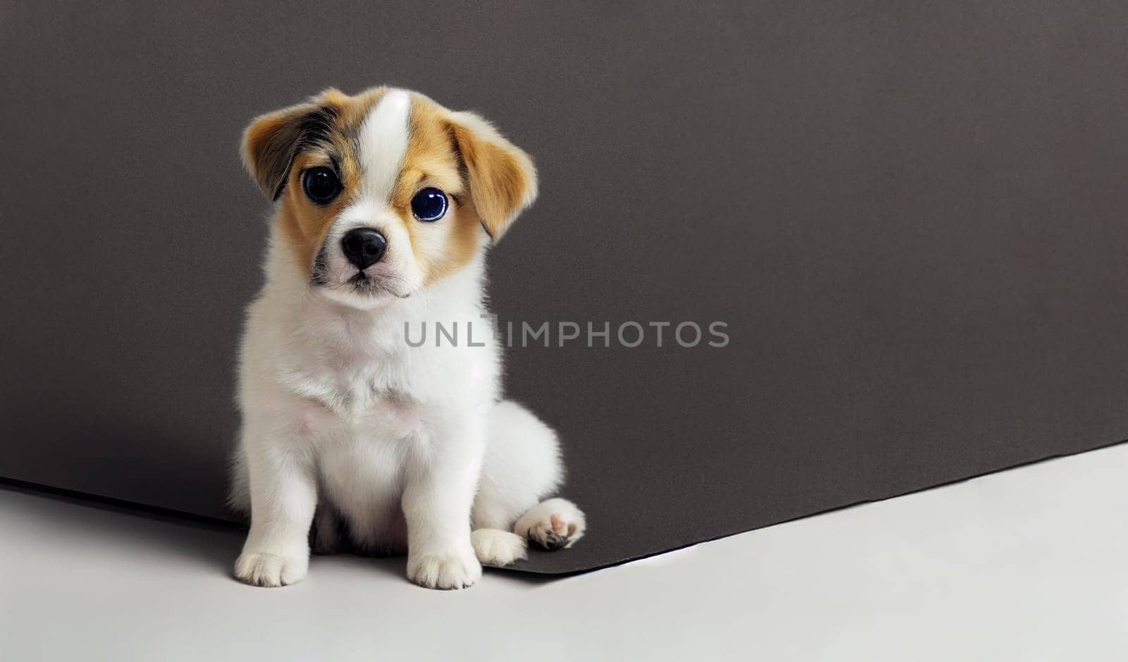 Cute puppy portrait of a Jack russell terrier, dog animal, studio setting, illustration generative AI