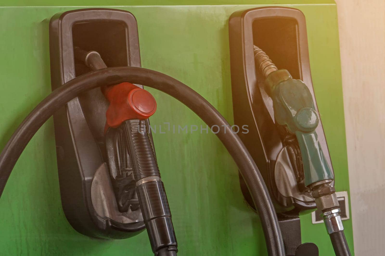 Old fuel oil and oil dispensers of blue