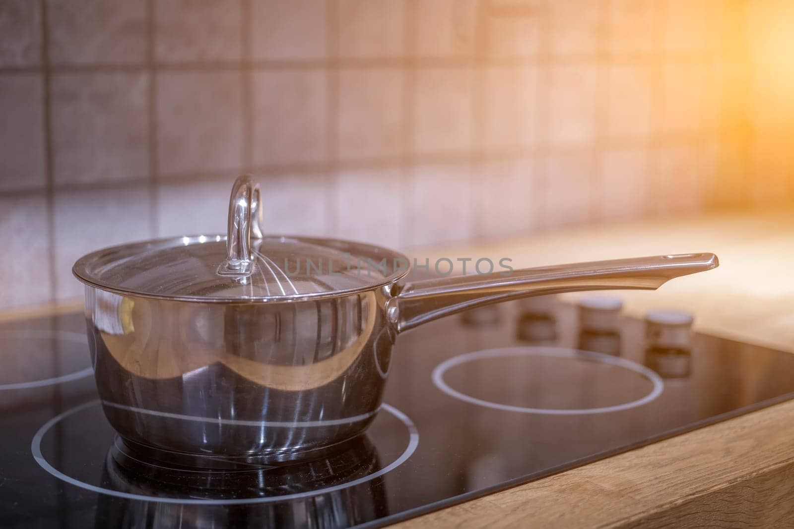 The pot is on the electric stove