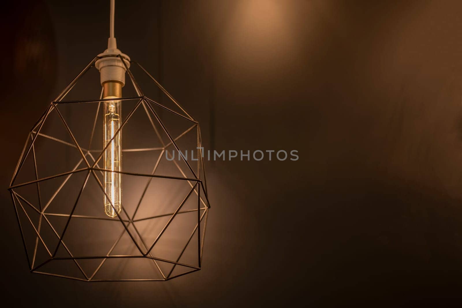 Golden desk lamp light modern copper background