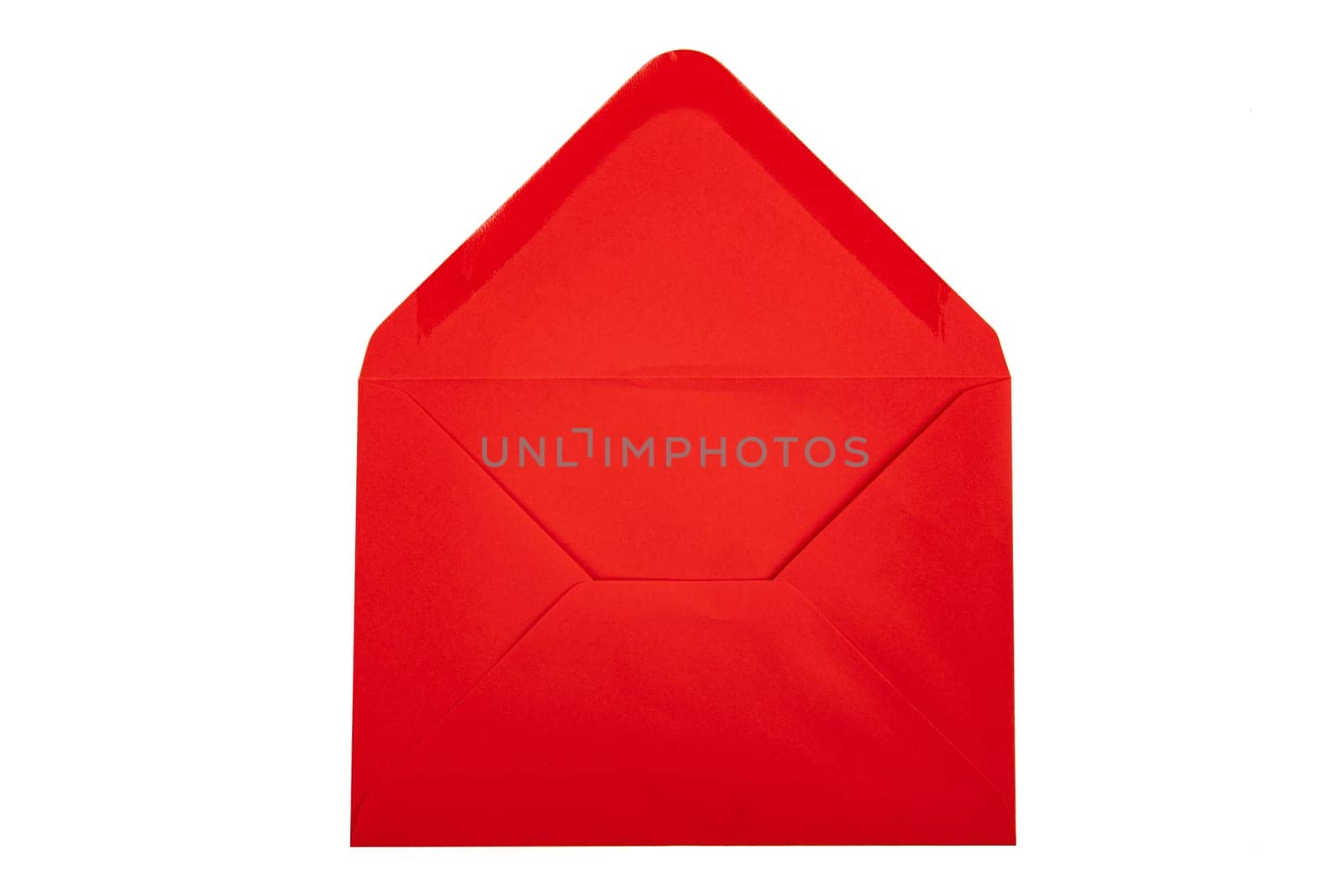 Open red envelope isolated over white background