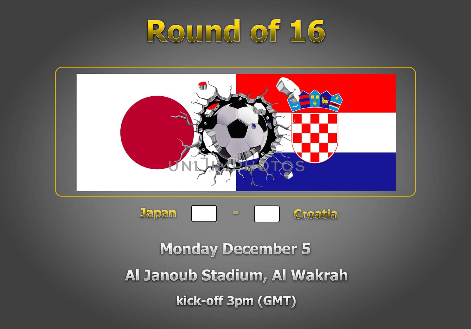Concept 3d illustration round of 16 teams of World Cup Qatar 2022 championship.