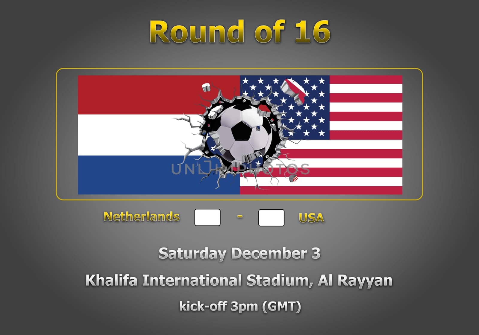 Concept 3d illustration round of 16 teams of World Cup Qatar 2022 championship.