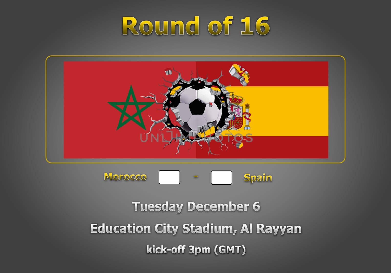 Concept 3d illustration round of 16 teams of World Cup Qatar 2022 championship.