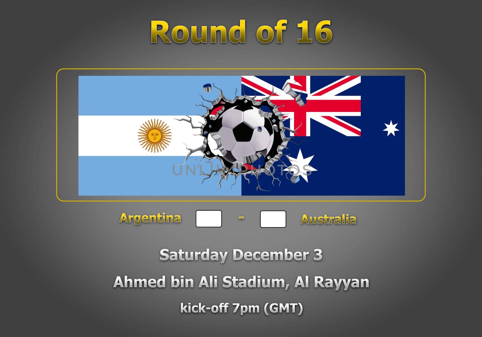 Concept 3d illustration round of 16 teams of World Cup Qatar 2022 championship.