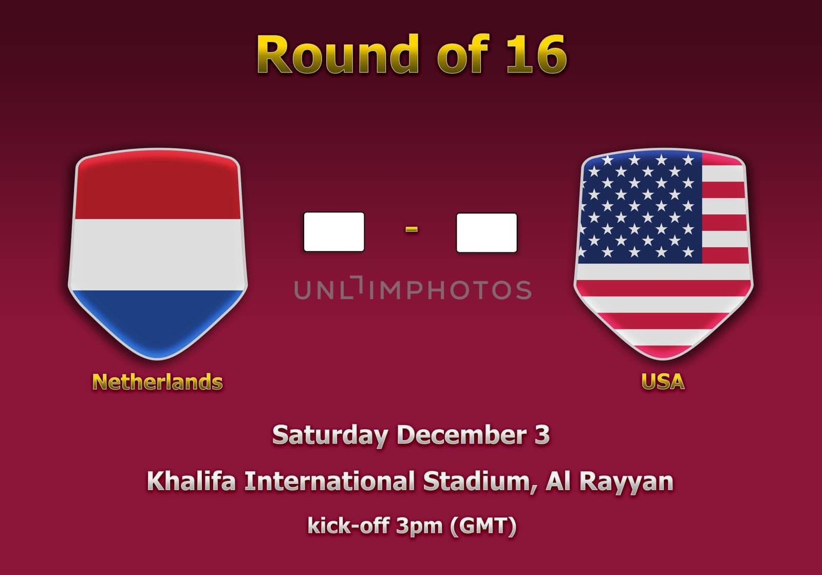 Concept 3d illustration round of 16 teams of World Cup Qatar 2022 championship.