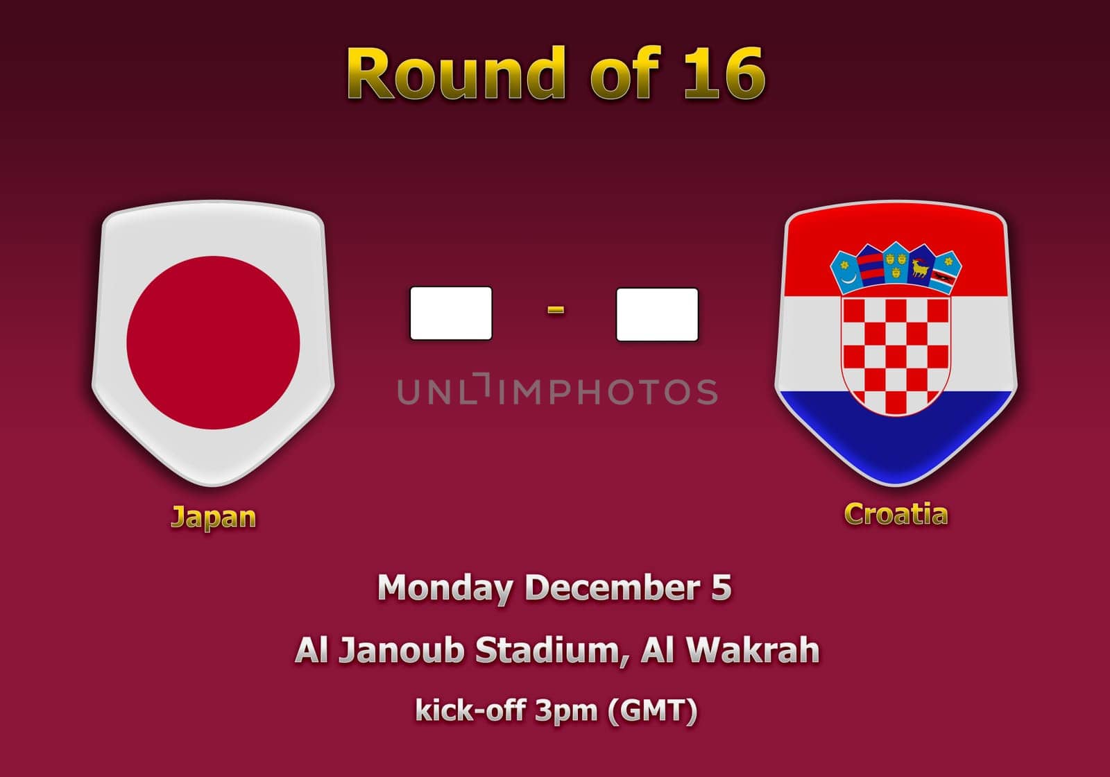 Concept 3d illustration round of 16 teams of World Cup Qatar 2022 championship.