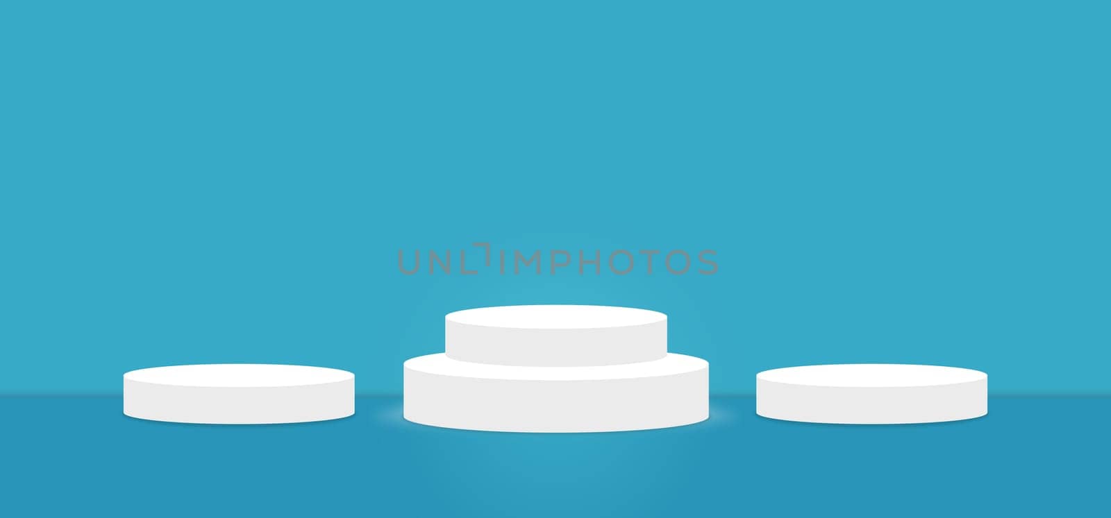 Blue Atoll color abstract with stage podium display platform, modern studio, wall scene fashion, stage podium scene with for Award Ceremony and colorful presentation simple art spotlight summer banner. 3D rendering.
