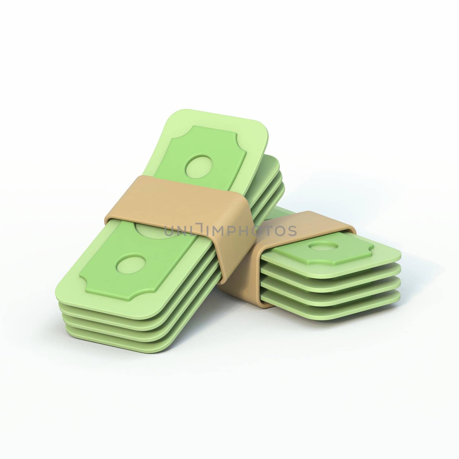 Cartoon money bills 3D rendering illustration isolated on white background