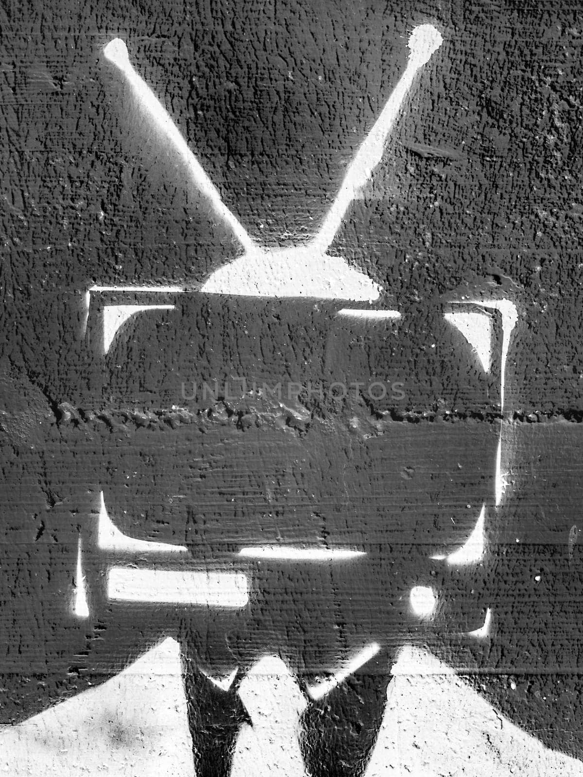 Addicted man holding vintage tv instead of head. Television manipulation and brainwashing concept. Mass media propaganda control. Spafe for text.