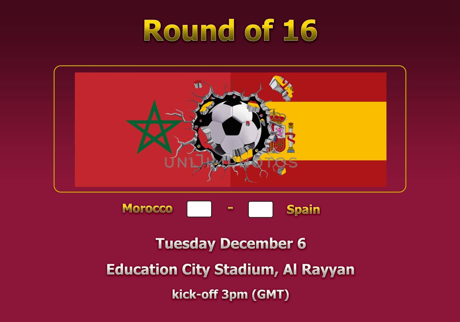 Concept 3d illustration round of 16 teams of World Cup Qatar 2022 championship.