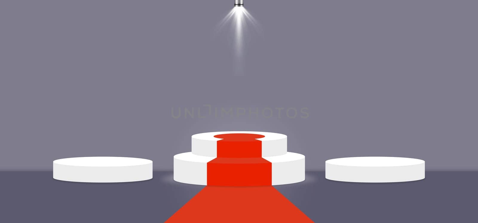 Lilac Gray color abstract with stage podium and lighting display platform, modern studio, wall scene fashion, stage podium scene with for Award Ceremony and colorful presentation simple art spotlight summer banner. 3D rendering.