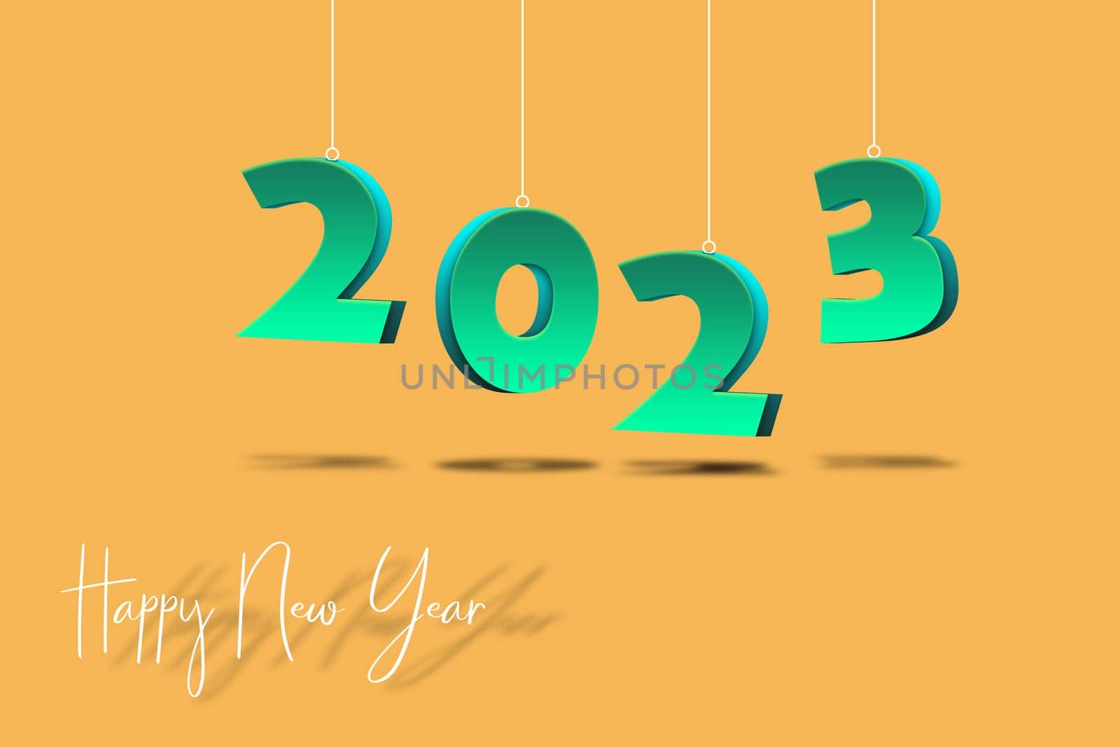 3D illustration concept New Year 2023 background design. Greeting Card, Banner, Poster.