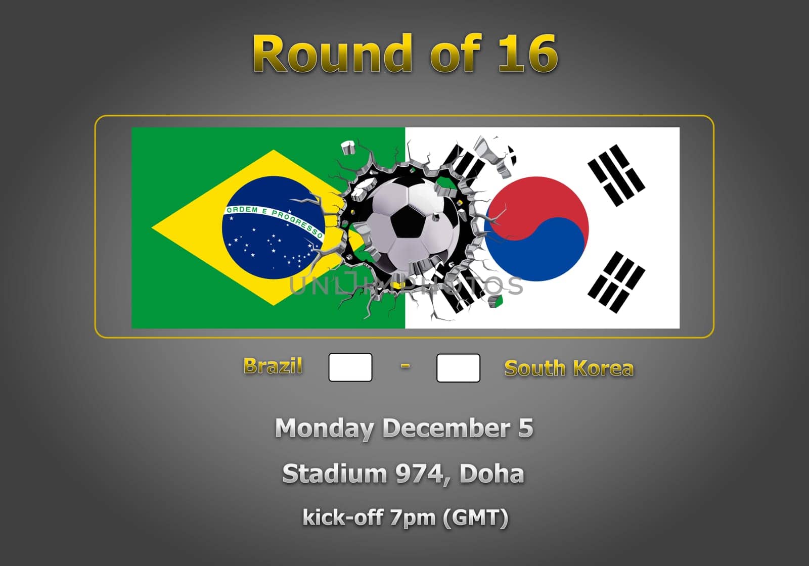 Concept 3d illustration round of 16 teams of World Cup Qatar 2022 championship.