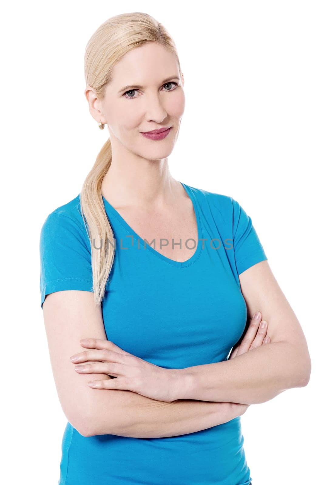 Beautiful woman keeping her arms crossed