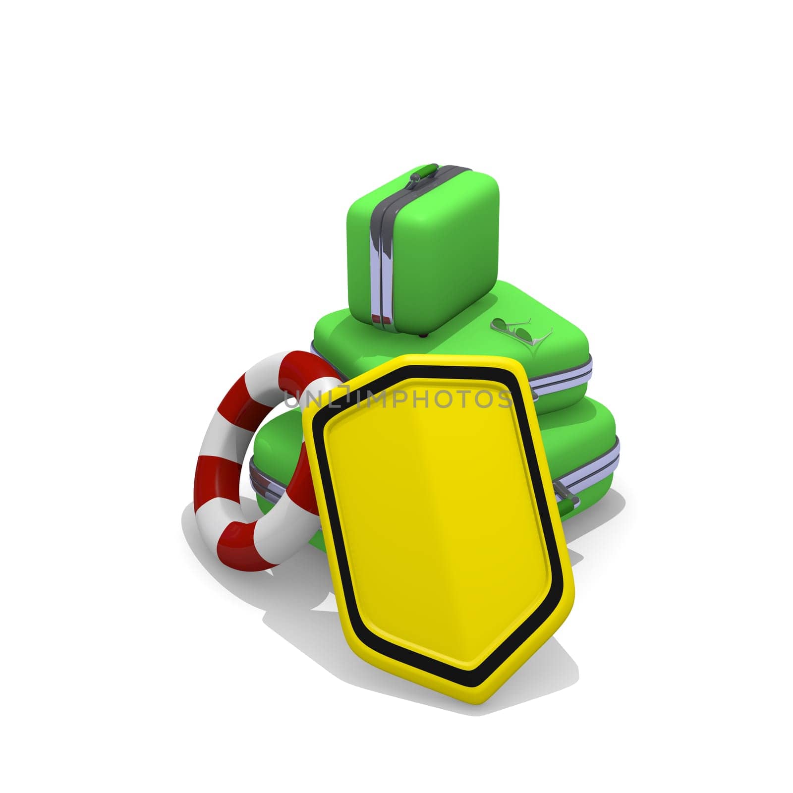 Travel insurance concept with luggages and protective shield