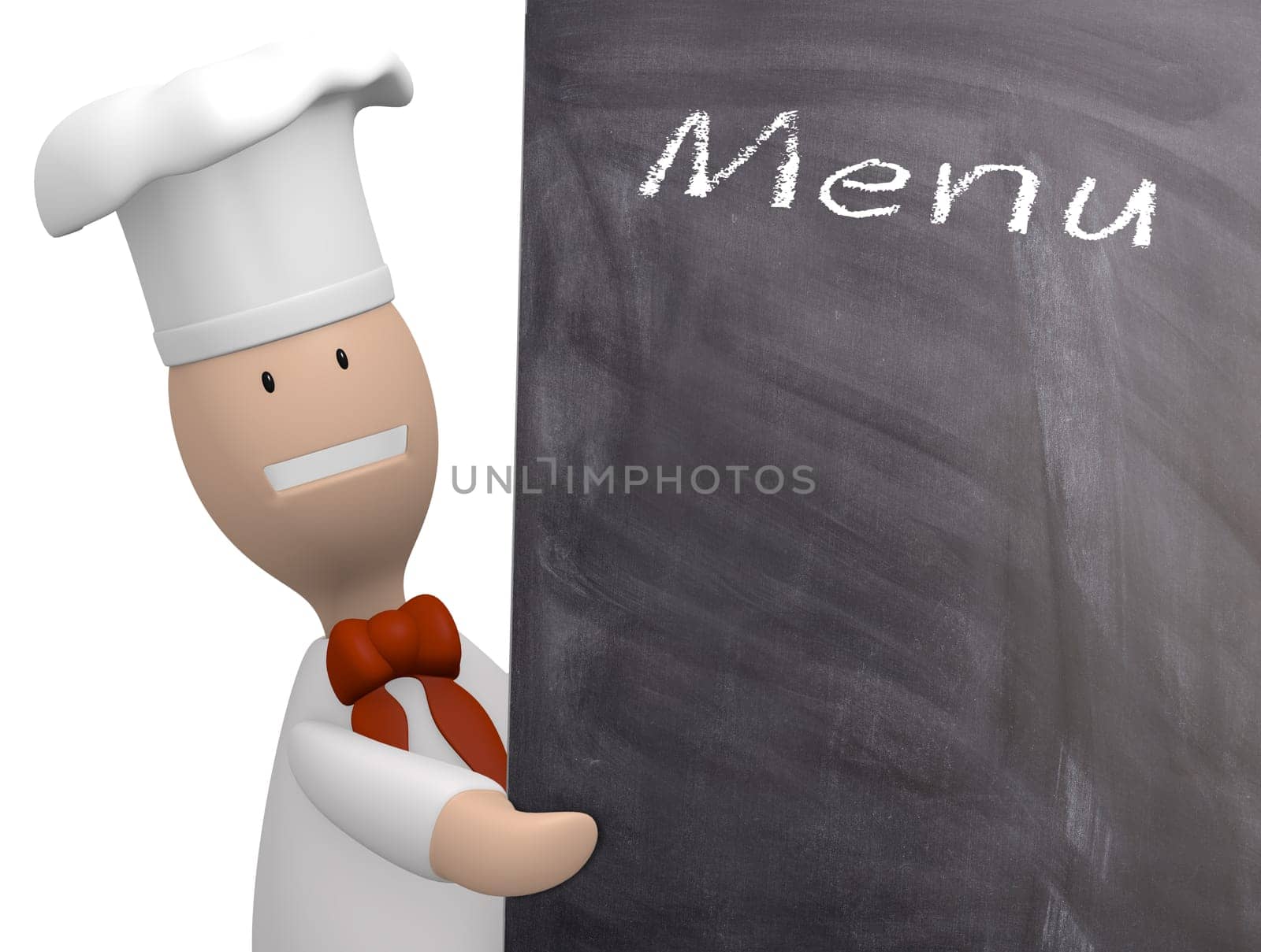 Chef with a blank chalkboard with space for text or image