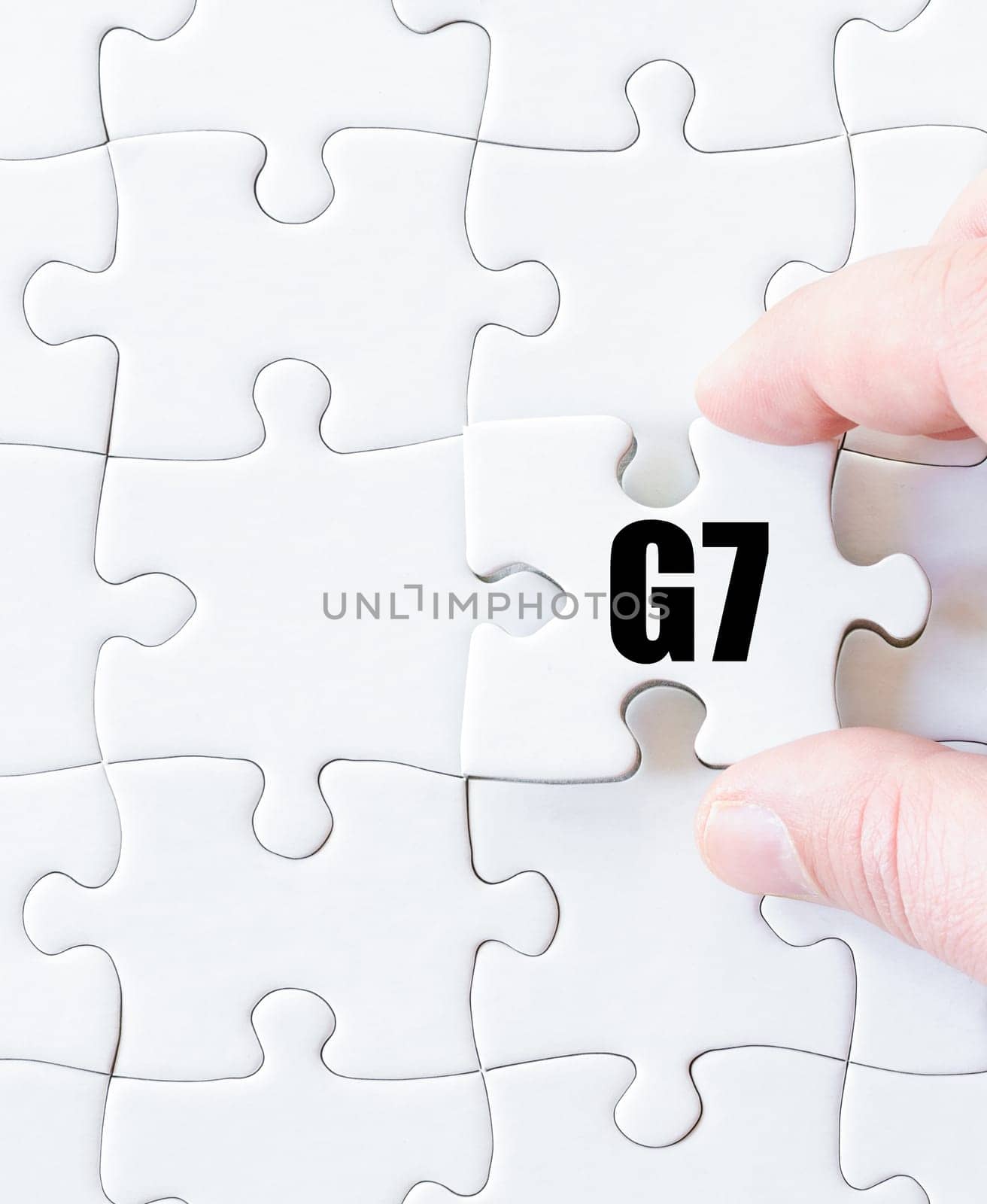 Last puzzle piece with word G7 SUMMIT. Concept image