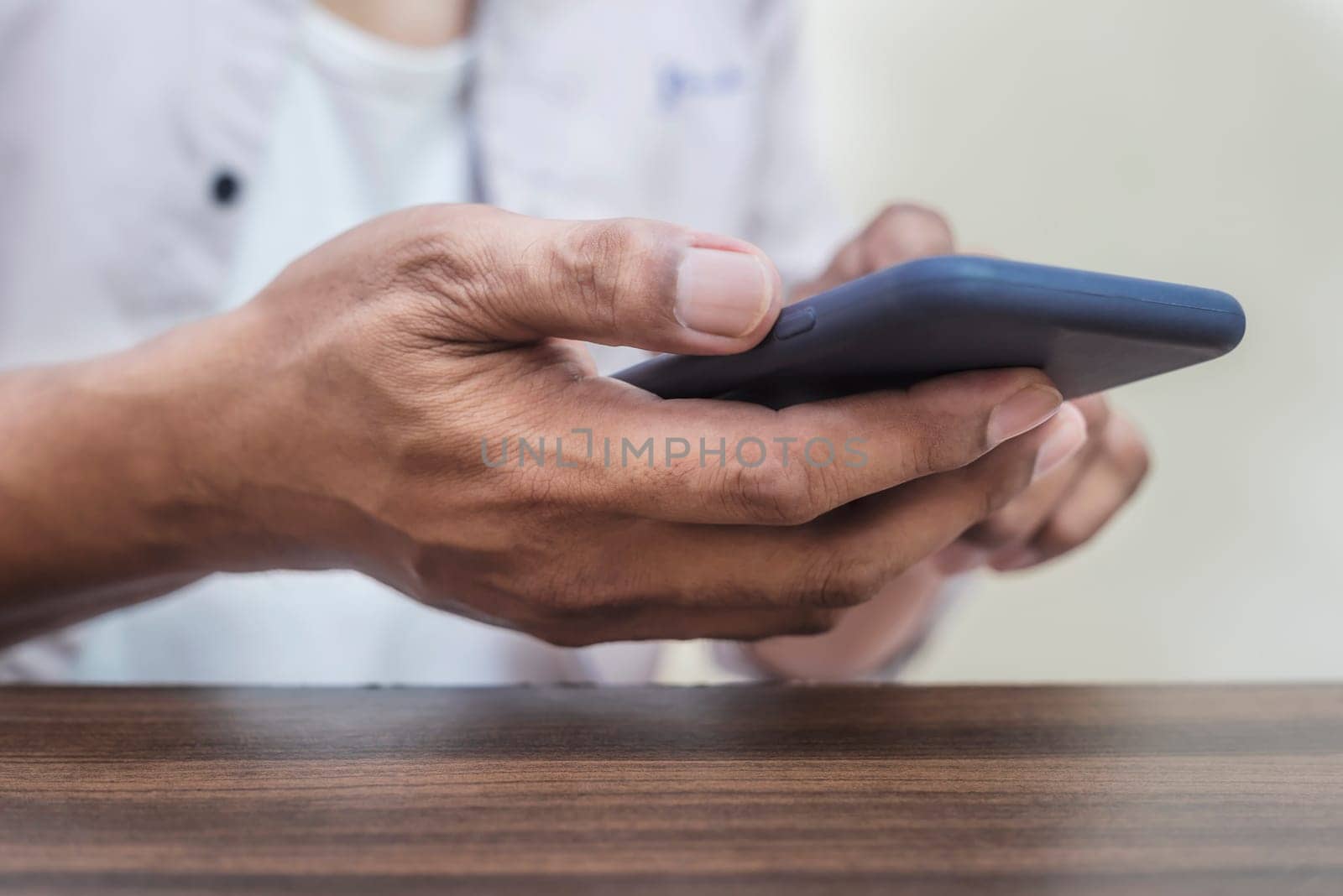 Age of technology People's, Use of technology in the modern era, Interconnection by internet network, Communication with the Internet, Business man using smartphone blurred background