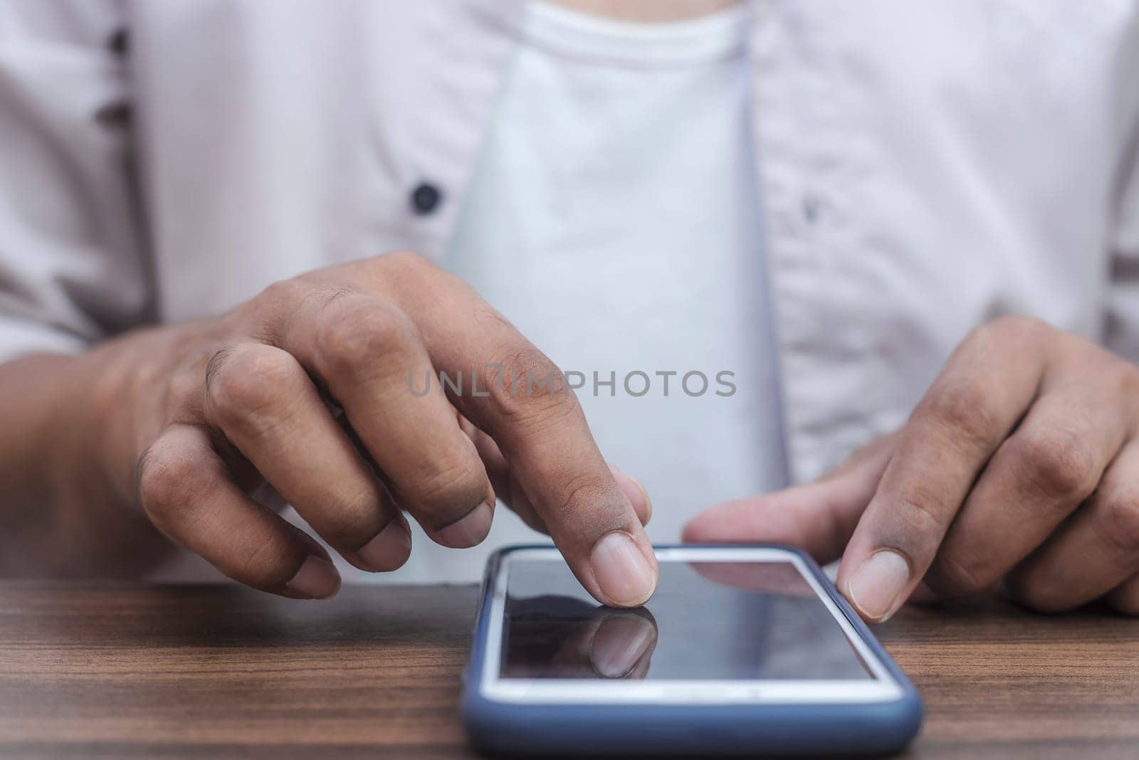 Global internet connection application and technology digital marketing, Financial and banking, Businessman using smart phone mobile on blurred background