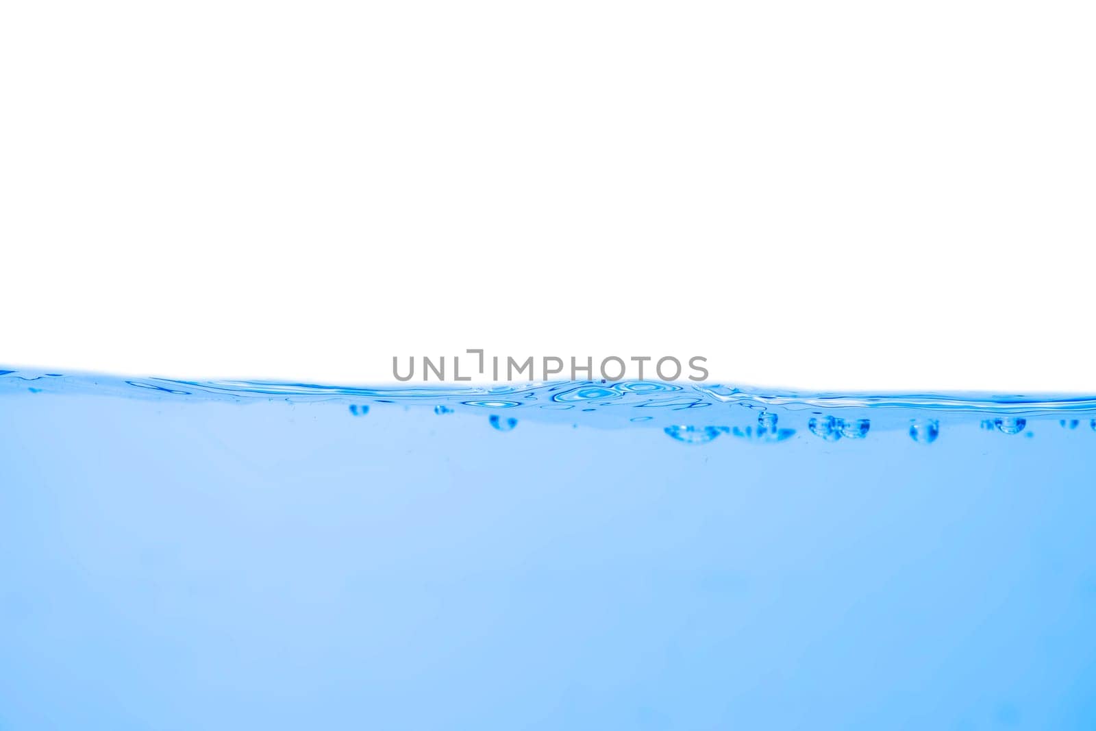 Water wave with bubbles on a white background