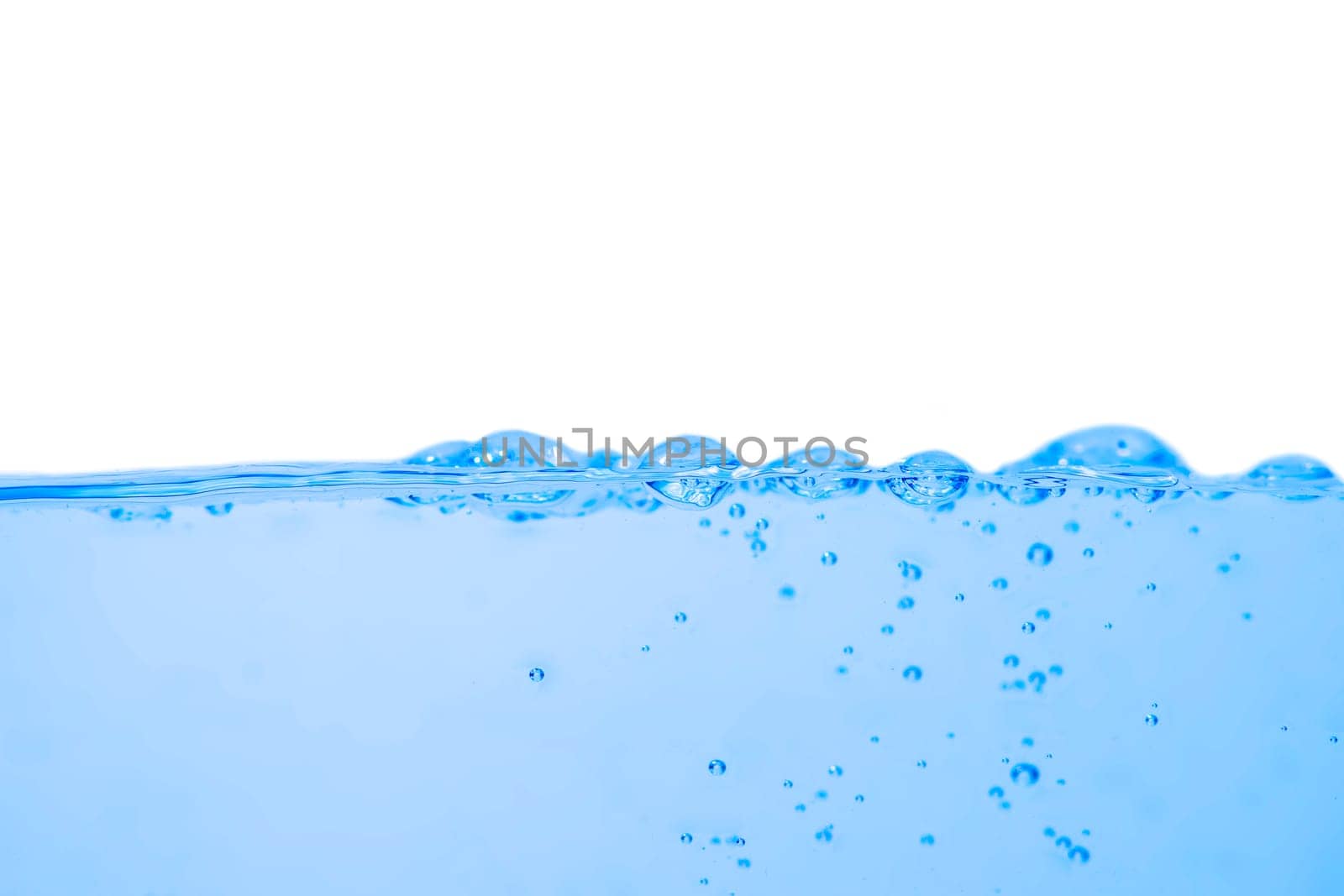 Water wave with bubbles on a white background