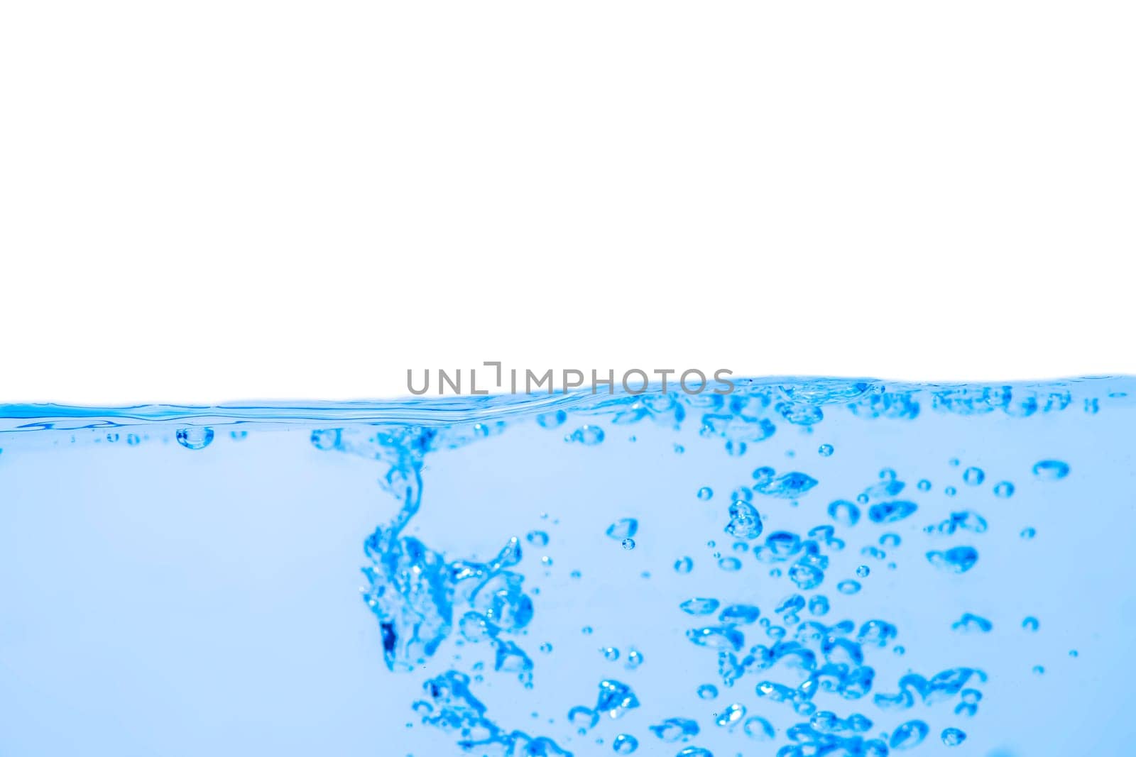 Water wave with bubbles on a white background