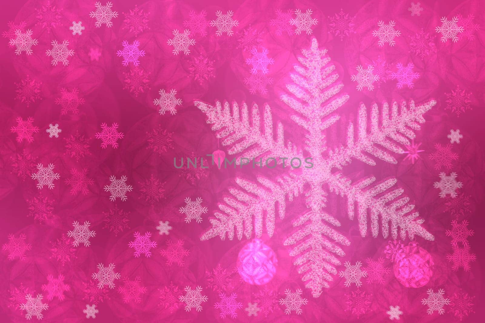 Christmas card template. Abstract festive light pink violet winter christmas or New Year background texture with shiny pink and white bokeh lighted stars. Copy space.