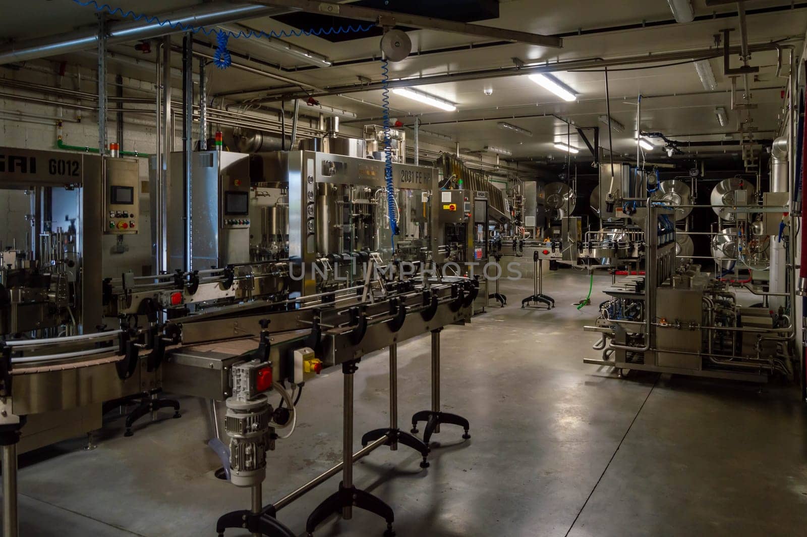 Beer bottling and packaging equipment in an Ardennes brewery in Belgium