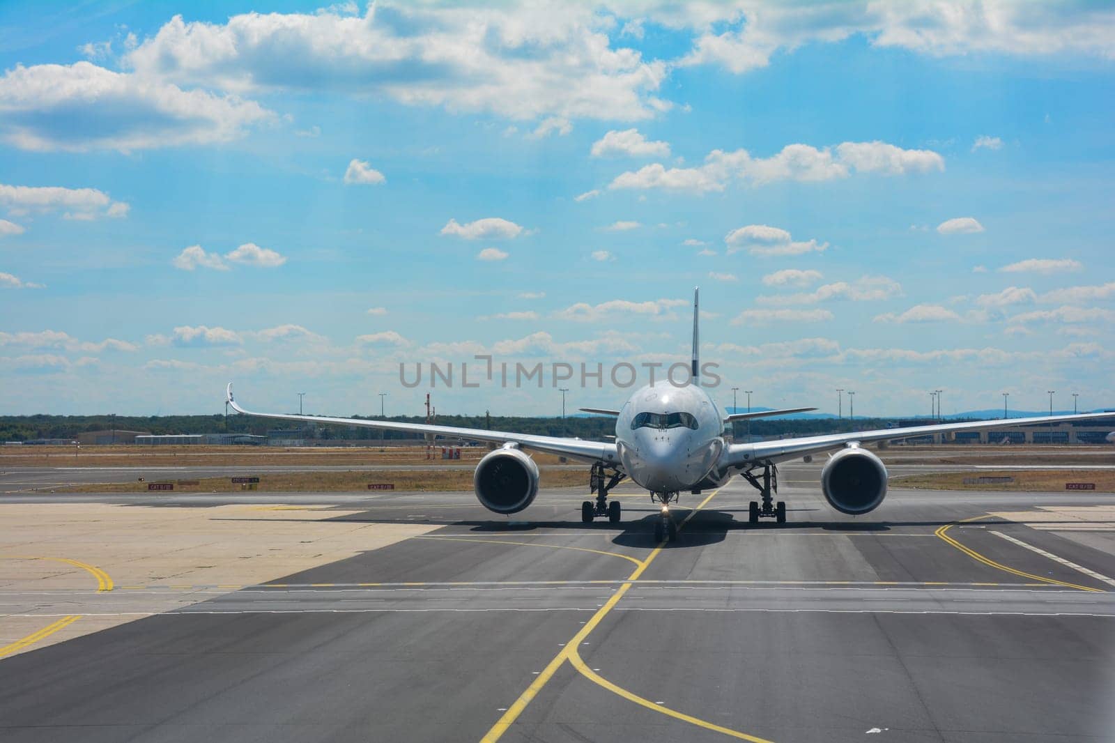 Frankfurt Airport Germany August 02, 2022 - Finnair Airplane on the way to the runway