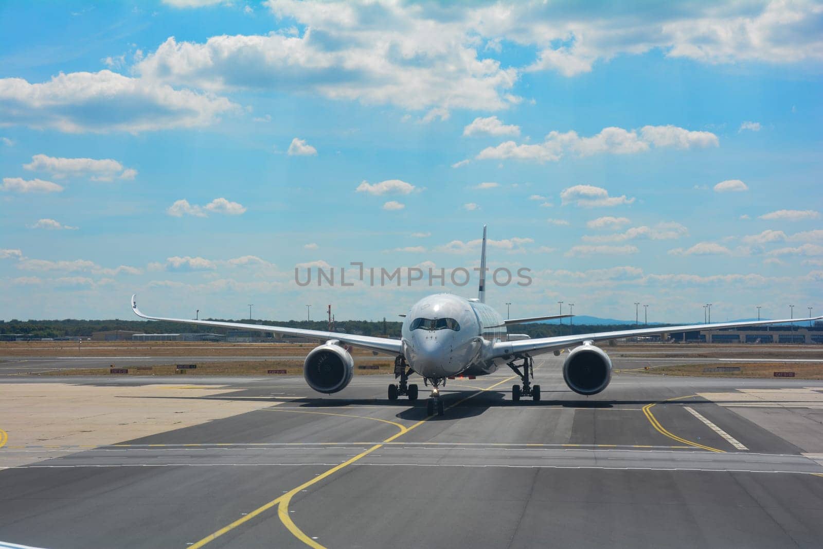 Frankfurt Airport Germany August 02, 2022 - Finnair Airplane on the way to the runway