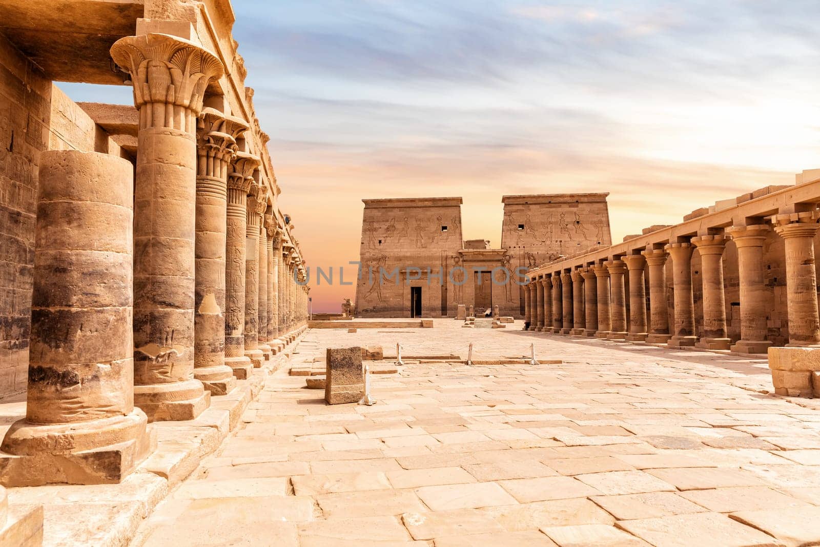 Beautiful Ancient Philae Island, Temple of Isis, Aswan, Egypt